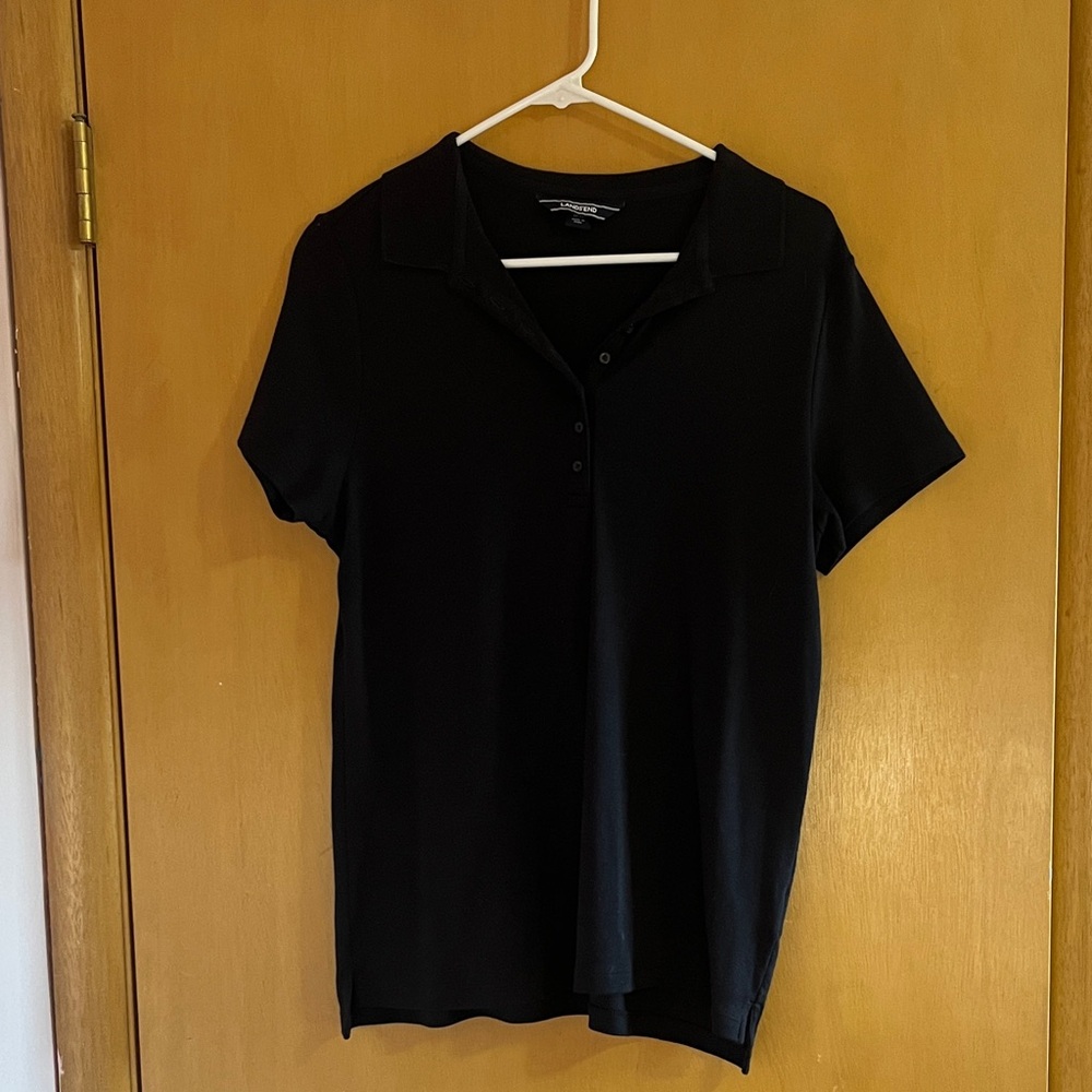 Lands' End Black Short Sleeve Polo